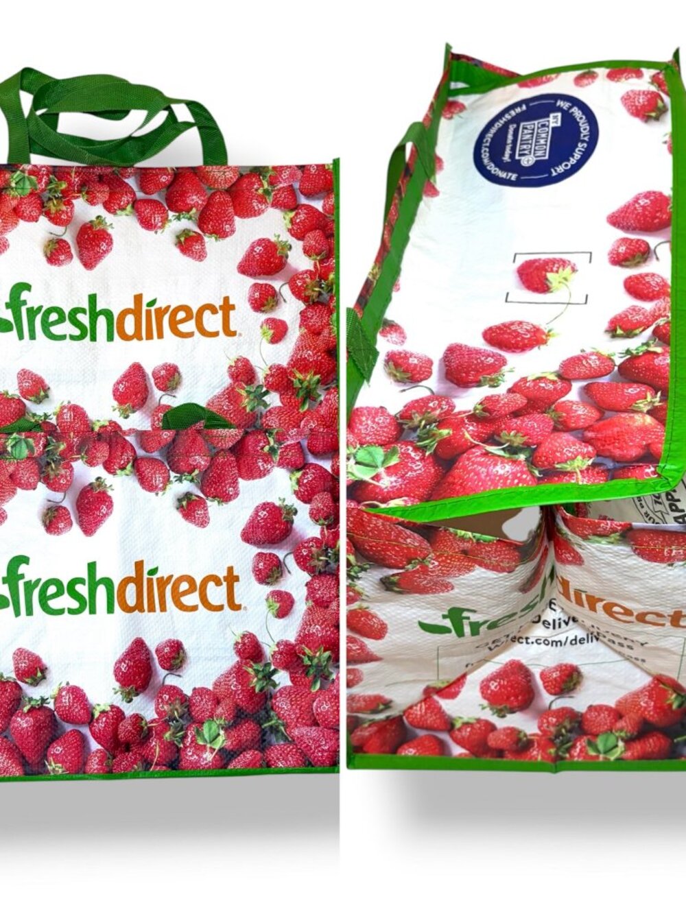 Fresh Direct Large Tote Bags with Flap covers - set of 2 Strawberries